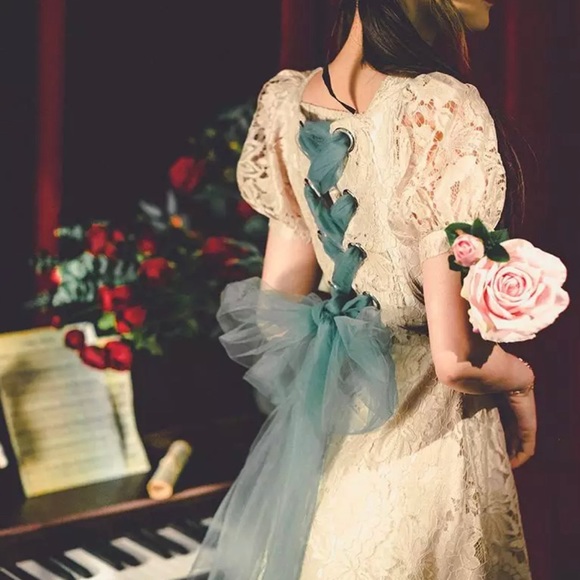 NEW Vintage Elegant Fairytale Lace Style Long Dress - Picture 3 of 14